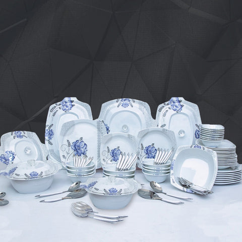 80pcs Blue Orchid Melamine Dinner Set