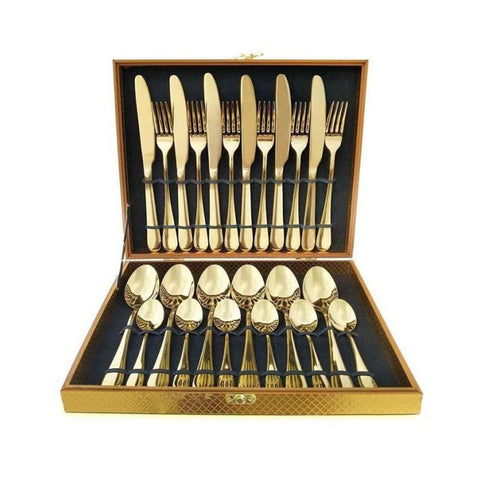 24pcs Copper Cutlery Set