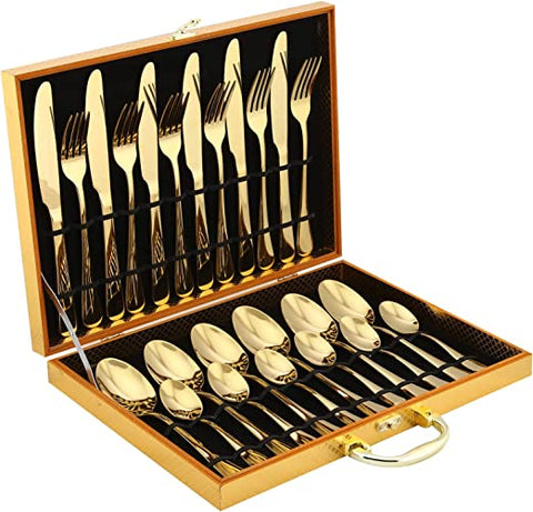 24pcs Copper Cutlery Set