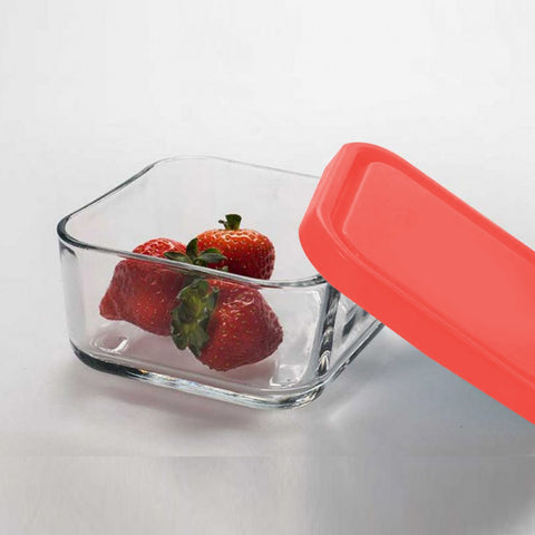 3pcs Red Rectangular Glass Bowls