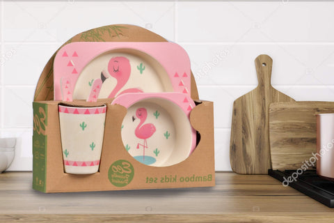 5Pcs Melamine Kids Dinnerware Set