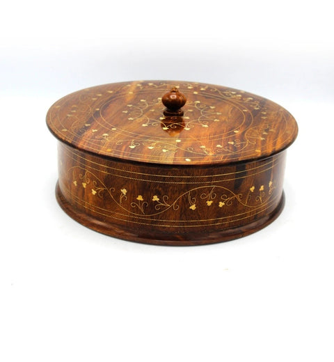 Wooden Hot Pot Brass Work