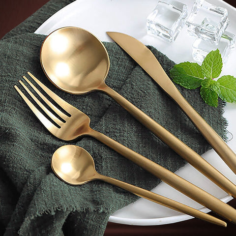 4Pcs Stainless Steel Gold Cutlery Set