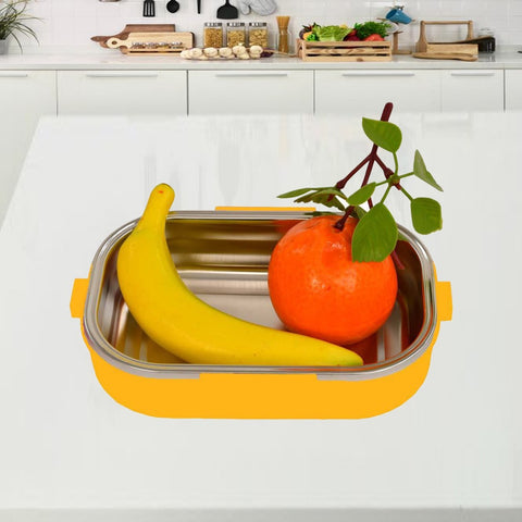 Yellow Lunch Box for kids- Cartoon Character Stainless Steel