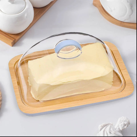 Butter Dish With Cover Bamboo made
