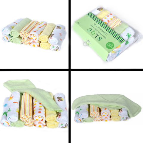 12 Packs Lovely Baby Wash Cloths Feeding Towel Wipe
