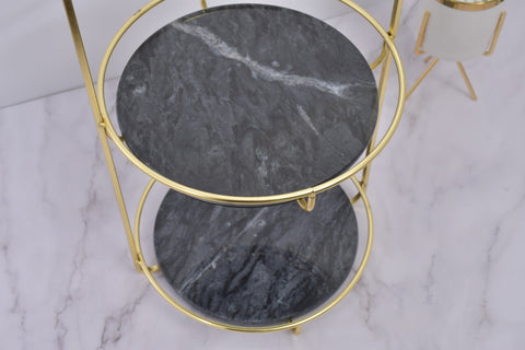 Marble Serving Tray- Nordic Grey 2 Tier Round