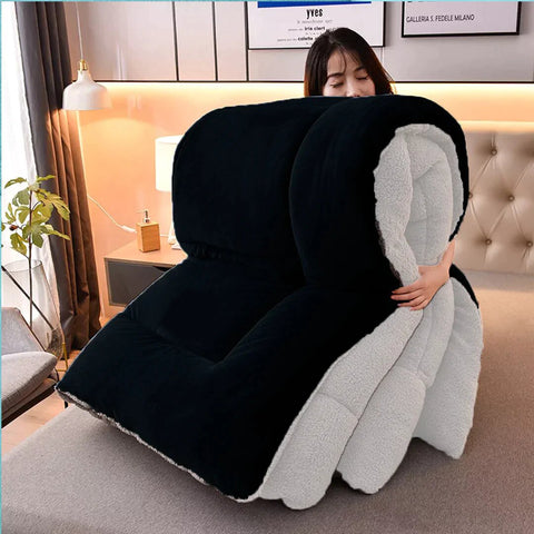 Black Quilted Fleece Sherpa Comforter