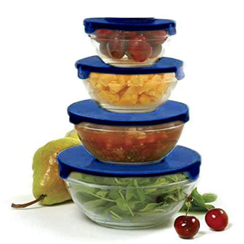 4Pcs Blue Casual Glass Bowls