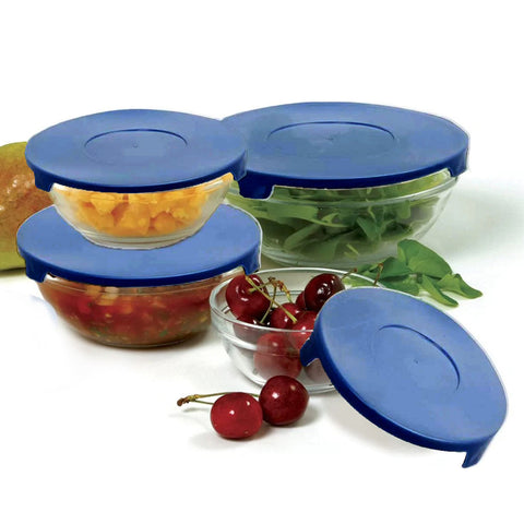 4Pcs Blue Casual Glass Bowls