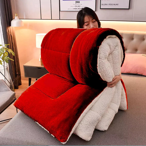Burgundy Quilted Fleece Sherpa  Comforter