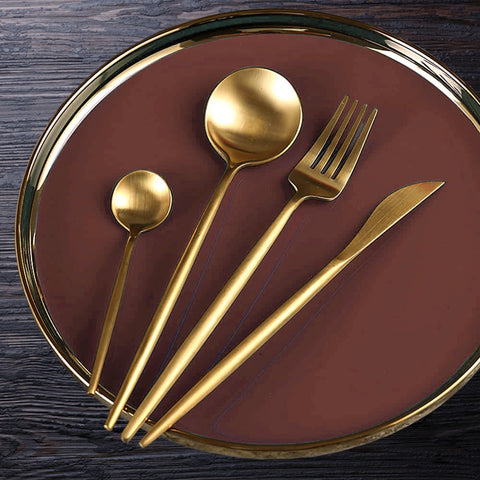4Pcs Stainless Steel Gold Cutlery Set