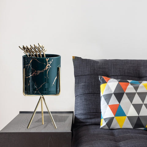 Green Marble Doppelganger Porcelain Flower Pot