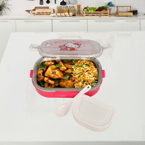 Pink Lunch Box for kids- Cartoon Character Stainless Steel