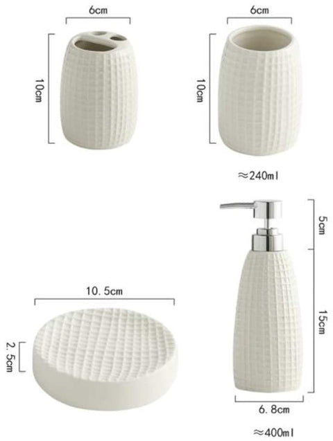 4 Pcs Stoneware Beige Monica Bath Set