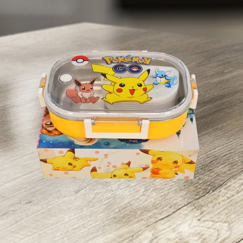 Yellow Lunch Box for kids- Cartoon Character Stainless Steel
