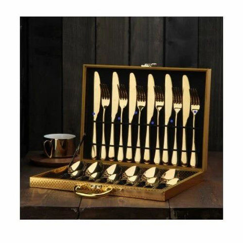 24pcs Copper Cutlery Set