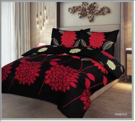 Bunty red Cotton Satin Duvet Cover Set