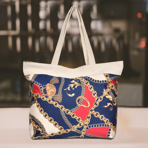 Blue Ladies Chain Tote Shoulder Bag