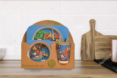 5Pcs Melamine Kids Dinnerware Set