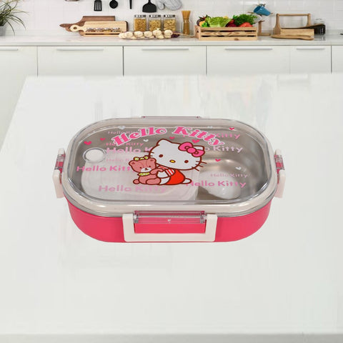 Pink Lunch Box for kids- Cartoon Character Stainless Steel