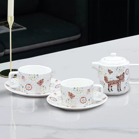 5Pcs Ceramic Fox Tea Set