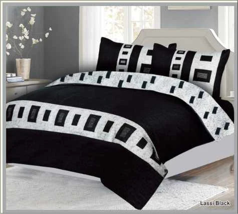 3Pcs Lassi Black Cotton Satin Duvet Cover