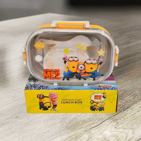 Yellow Lunch Box for kids- Cartoon Character Stainless Steel