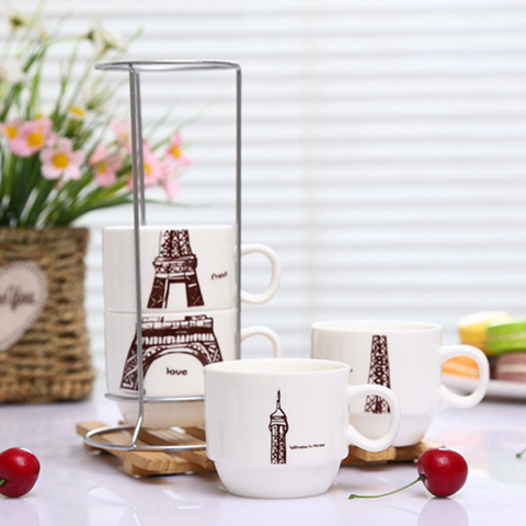 5Pcs Eiffel Tower Mug Stack