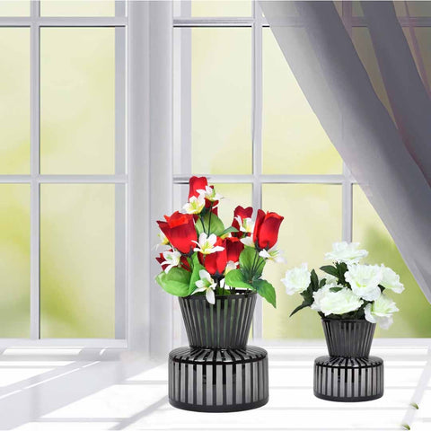 Classic Black Stripe Glass Vase