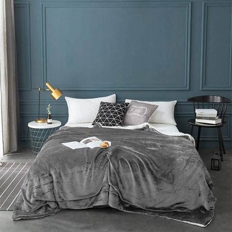 Grey Fluffy Sherpa Blanket