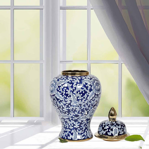 Blue Ornament Ceramic Vase