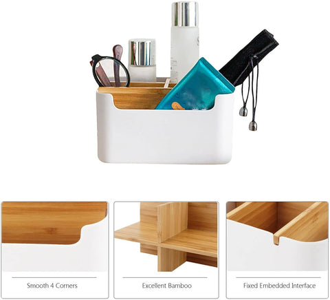 Bamboo Wood Stationery And Makeup Organizer Tessie And Jessie