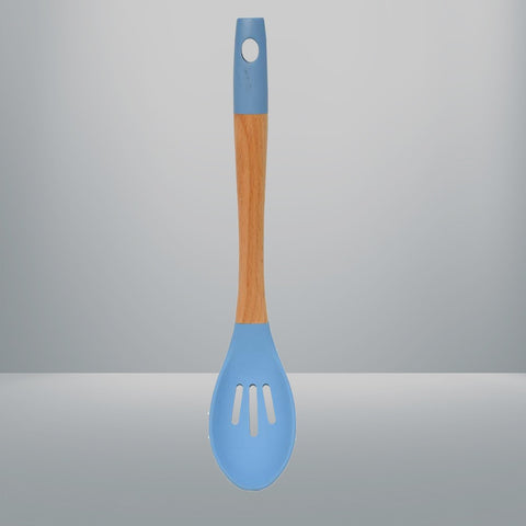 Tessie And Jessie Bamboo Wood Silicone Slotted Serving Spoon
