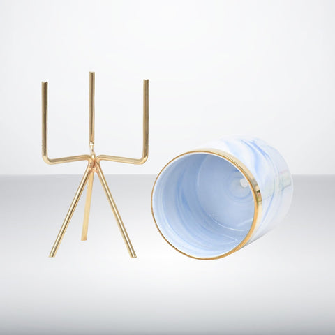 Ocean Blue Marble Flower Pot