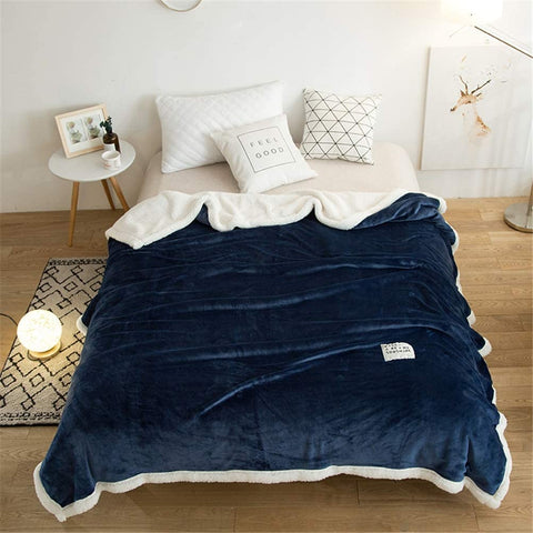 Hash Blue Fluffy Sherpa Blanket