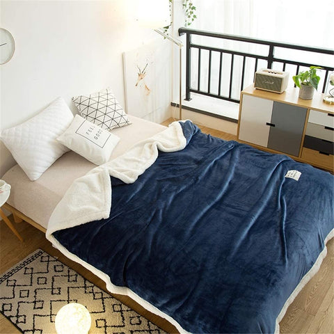Hash Blue Fluffy Sherpa Blanket