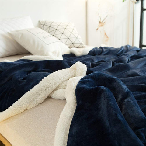 Hash Blue Fluffy Sherpa Blanket