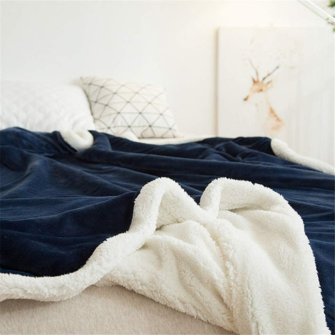 Hash Blue Fluffy Sherpa Blanket