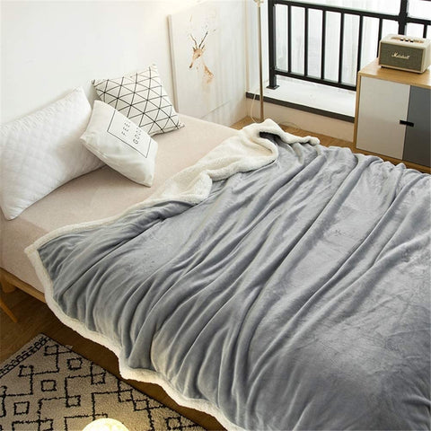 Grey Fluffy Sherpa Blanket