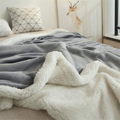 Grey Fluffy Sherpa Blanket
