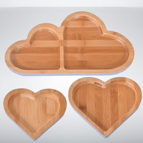 Heart Shape Bamboo Snack Plate Pack