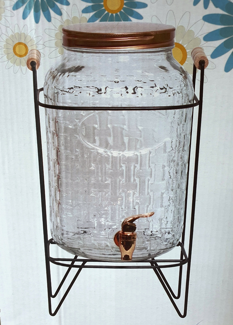 8L Glass Beverage Dispenser With Rack