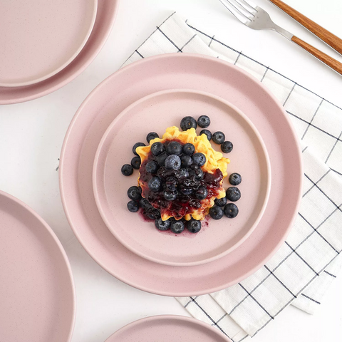 16Pcs Solid Pink Breakfast serving Set