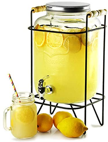 8L Glass Beverage Dispenser With Rack