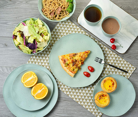 16Pcs Solid Blue Breakfast Serving Set