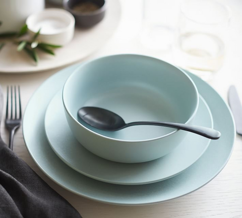 16Pcs Solid Blue Breakfast Serving Set