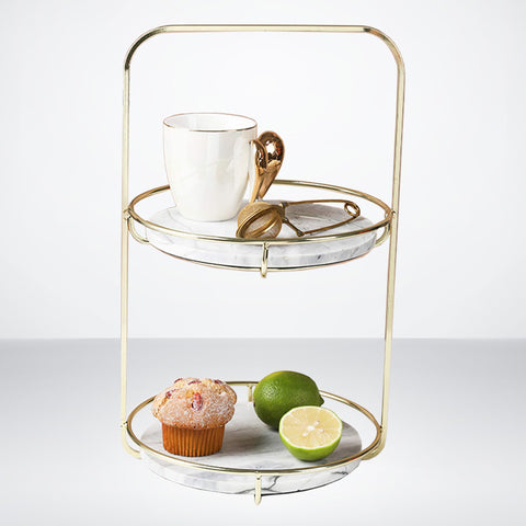 2 Tier Natural Marble Serving Tray