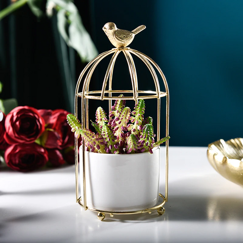 Porclein Bird Cage Flower Pot