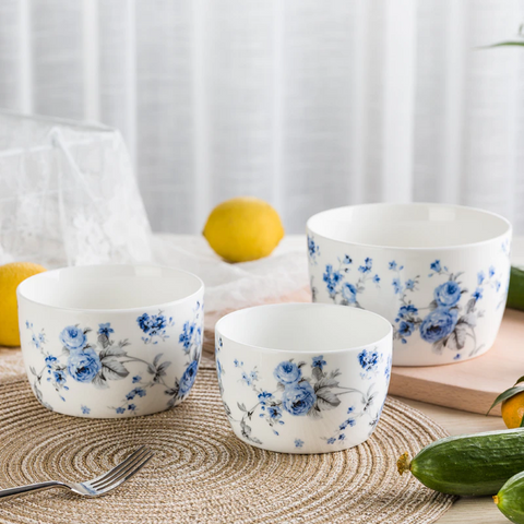 4Pcs Floret Ceramic Sealed Bowls